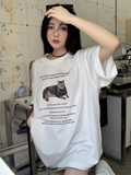 T0331-P252025夏季新款慵懒风卡通猫咪印花短袖T恤潮，女装T恤，星座617A-2