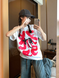 T0132-P25 2025春夏新款纯棉印花T S-XXXL夏装短袖T恤女图片