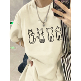 T0986-P25抖音落肩宽松版型纯棉短袖T恤印花款，女装T恤，星座617A-2