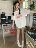 T0313-P25春日小花个性趣味印花纯棉T夏装短袖T恤女，女装T恤，星座617A-2