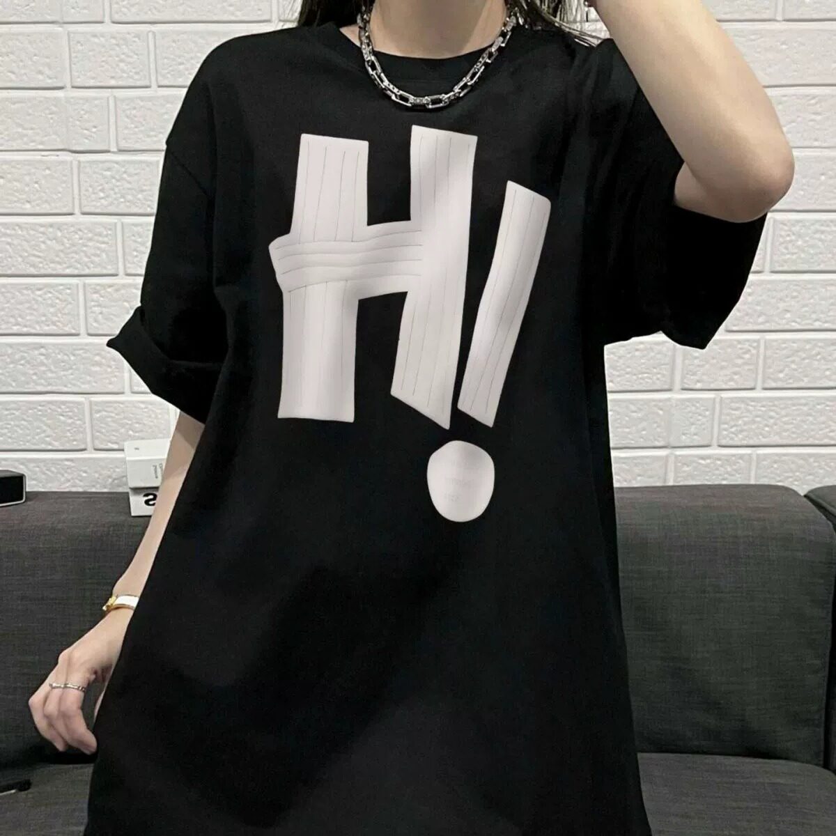 T01661-P25宽松百搭美式潮牌纯棉短袖T恤男女同款休闲上衣,女装T恤,星座617A-2