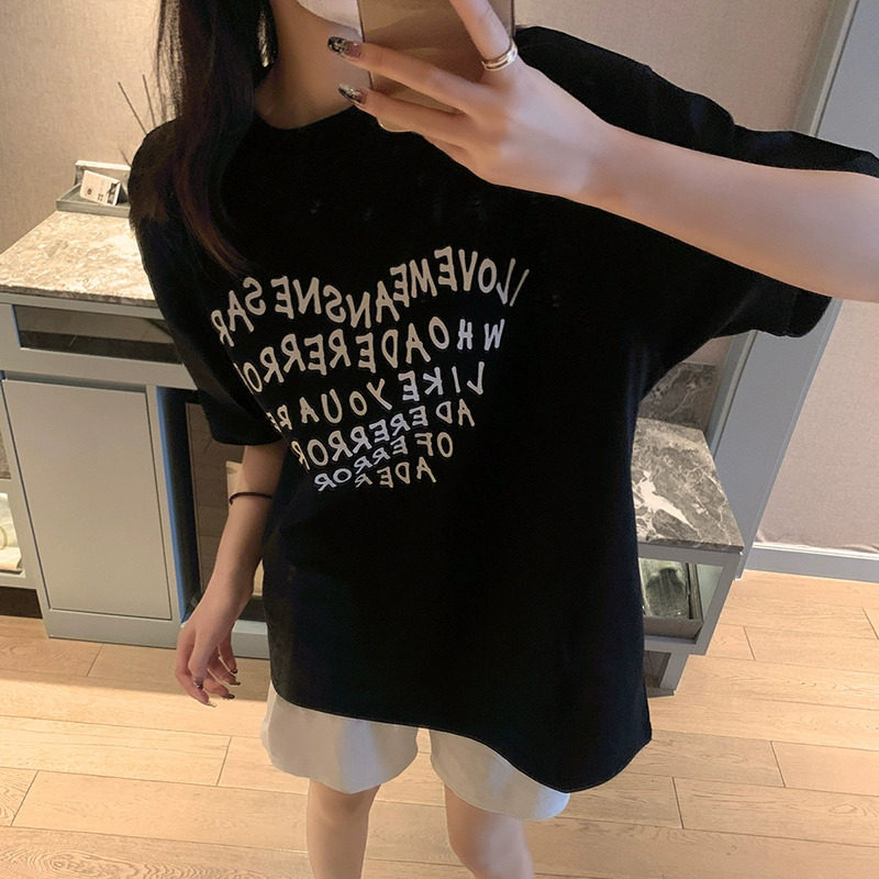 T0329-P25夏装短袖T恤男女同款爱心字母小众设计情侣宽松,女装T恤,星座617A-2