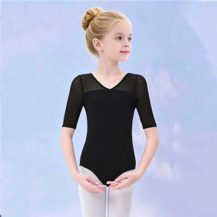 儿童舞蹈服装练功服女童芭蕾拉丁半袖短袖网纱