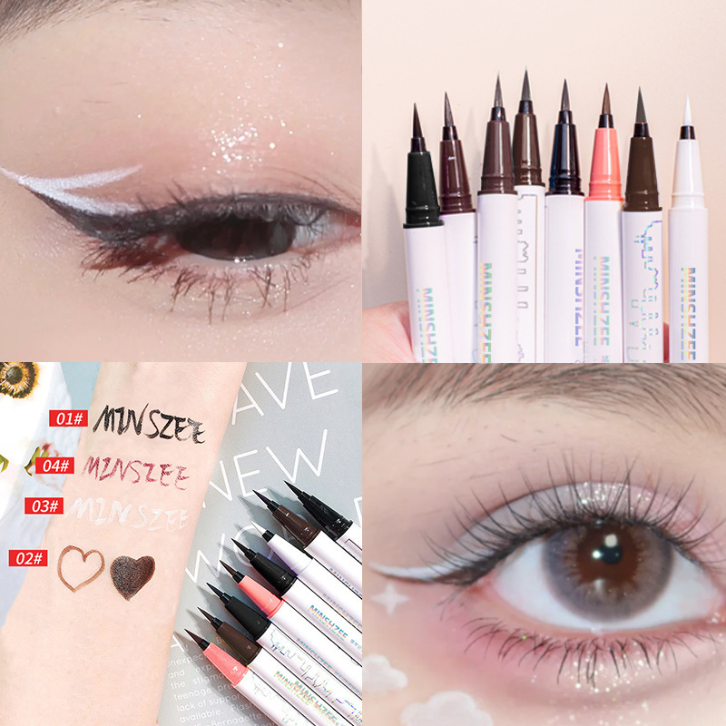 法国大牌Doise眼线笔不晕染极细防水持久棕色白色彩色眼线液彩妆