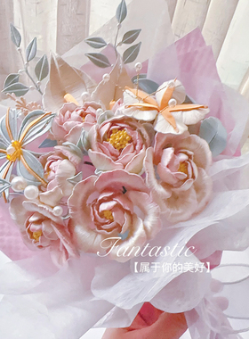 缠花手捧花材料包新娘大玫瑰花束