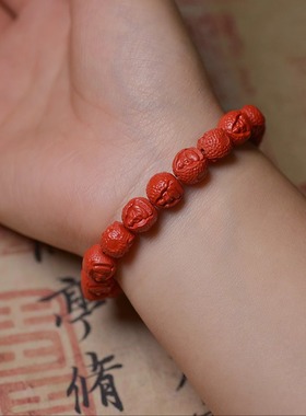湘西水飞原矿朱砂佛珠女款手串红砂朱砂高含量天然辰砂可出证书