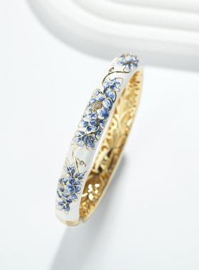 景泰蓝掐丝珐琅牡丹活扣手镯