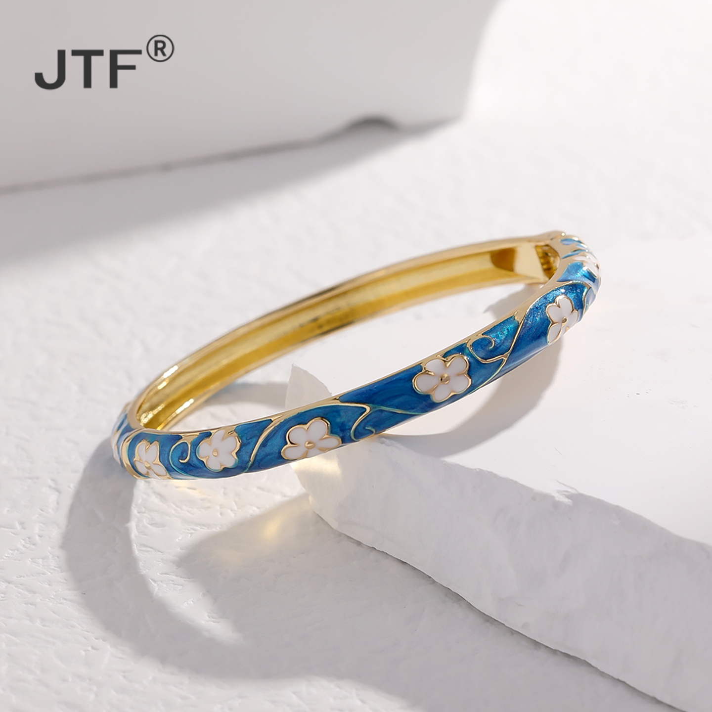 复古礼物珐琅手镯碎花景泰蓝细圈