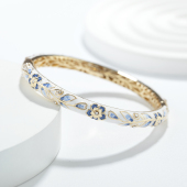 北京景泰蓝手镯女珐琅细圈铜胎圆活扣电镀复古中国风送礼时尚 闺蜜