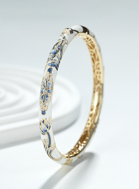 复古女铜掐丝珐琅彩景泰蓝手镯细