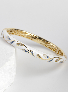 复古女铜宫廷风景泰蓝手镯送礼细