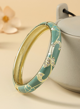 大圈景泰蓝手镯宽面复古女珐琅彩