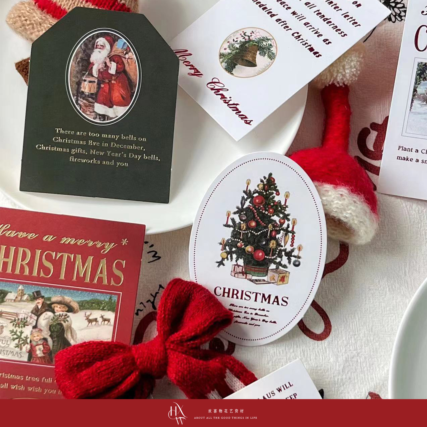 【欢喜物】原创设计圣诞美式复古系列卡片贺卡吊卡明信片吊牌