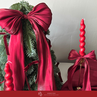 【欢喜物】圣诞节红系流光纱DIY蝴蝶结圣诞树装饰鲜花花束DIY面料