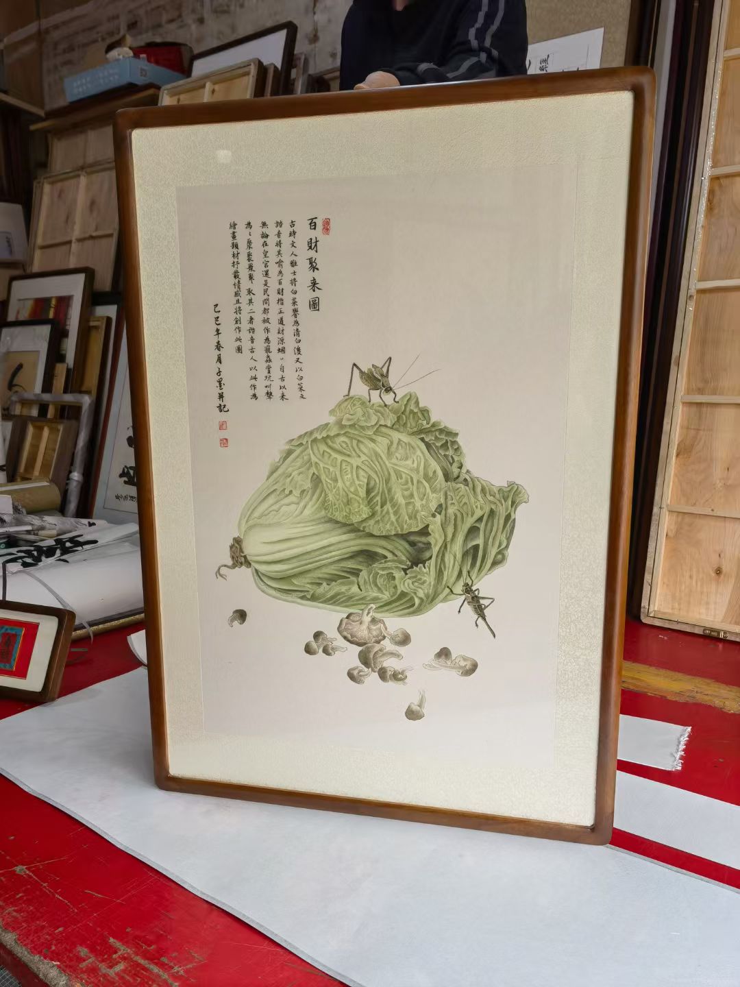 纯手绘百财聚来新中式装饰画客厅玄关走廊餐厅背景墙招财挂画图片