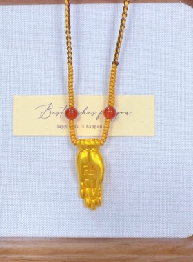 镀真金强保色古法沙金莲花无畏佛手项链新中式复古风百搭气质项链