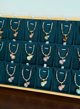 原创新中式时尚精致复古彩色滴油珐琅四叶草葫芦串珠项链毛衣链女