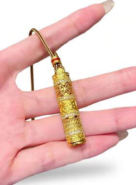 镀真金强保色古法沙金新中式八宝随身金佛吊坠项链复古毛衣链男女