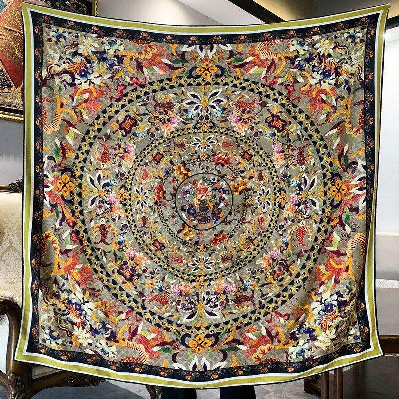 古典花环敦煌壁画莲花丝毛140围巾/丝巾/披肩