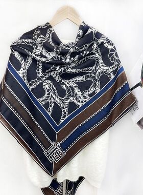 热带雨林福宝双面同色真丝羊毛大方巾秋冬款保暖丝毛围巾女大披肩