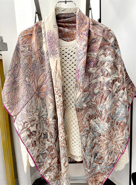 2025新款枫叶林双面同色提花丝毛女士大方巾时尚优雅披肩保暖