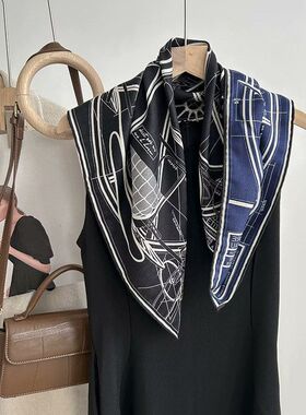 真丝羊毛围巾女秋冬季丝毛丝巾人字纹30真丝+70羊毛丝巾