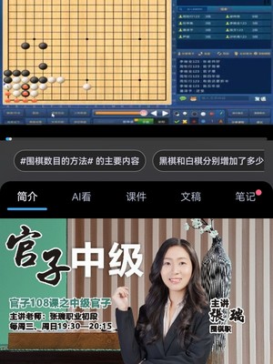 同恒围棋教学视频课官子108课之中级官子由职业棋手张瑞讲解37课