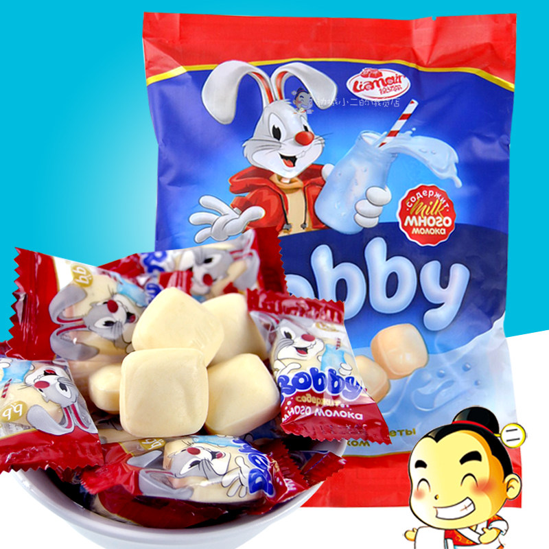 俄罗斯进口拉迈尔牌罗比兔奶糖大白兔牛奶软糖卡通图案结婚喜糖