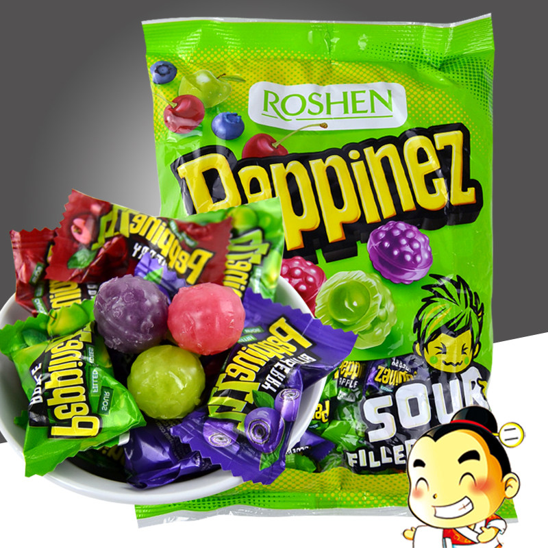 乌克兰小酸酸爆浆硬糖roshen如胜水果糖俄罗斯进口零食结婚喜糖果