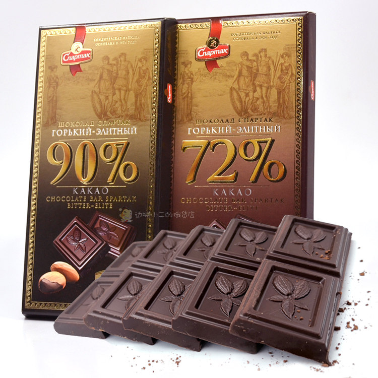 俄罗斯进口斯巴达克牌72%黑巧克力56%90%可可脂苦味巧节日礼物