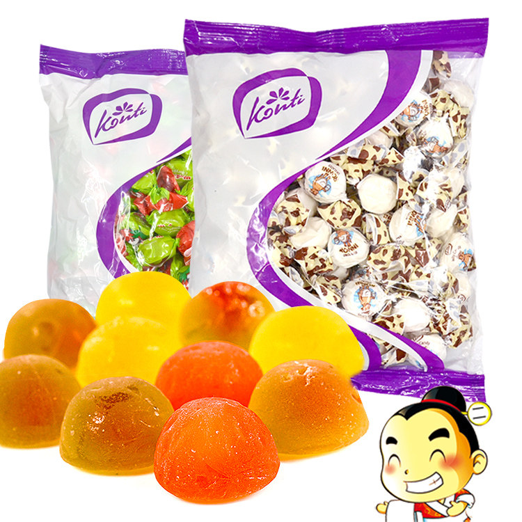 俄罗斯水果味果汁夹心软糖康吉Konti西瓜草莓味橡皮糖果喜糖 500g
