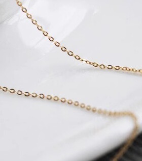 14k金 真金项链DIY蛇骨十字链闪O 嘴唇礼物真金配件