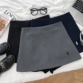 设计感时尚 半身裙短裙防走光a字裙包臀裙女 刺绣小马高腰显瘦西装