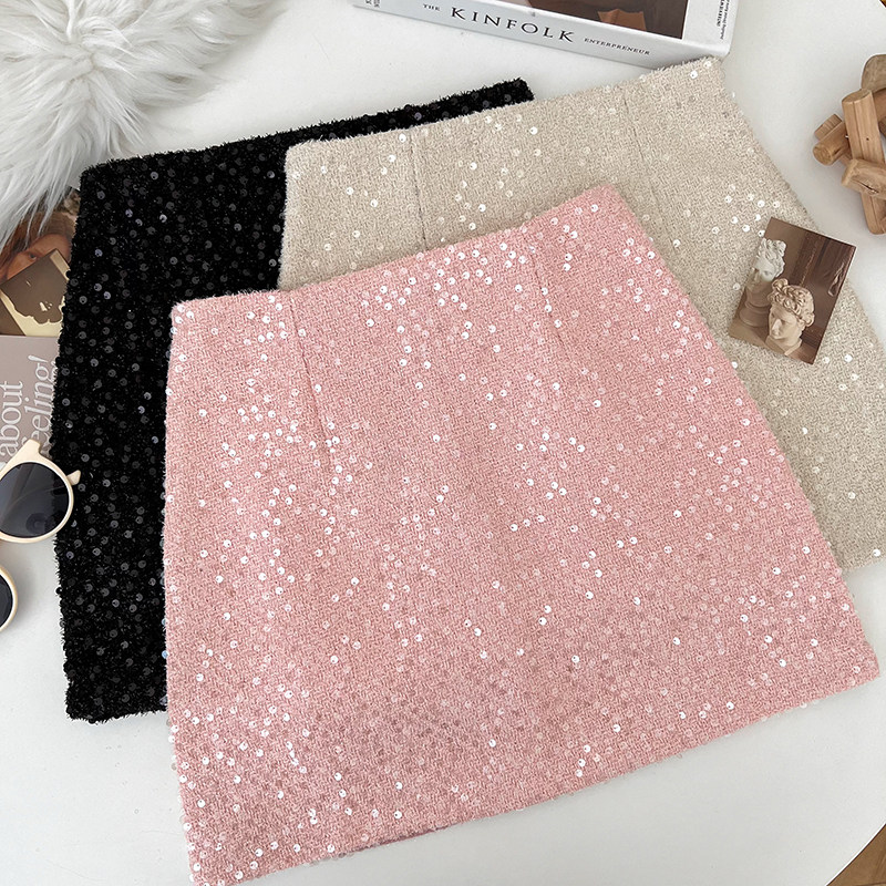 小香风闪闪亮片粗花呢高腰显瘦半身裙短裙防走光a字裙包臀裙女,女装/女士精品,半身裙,淘宝优惠券,粉丝福利购,淘宝优惠卷