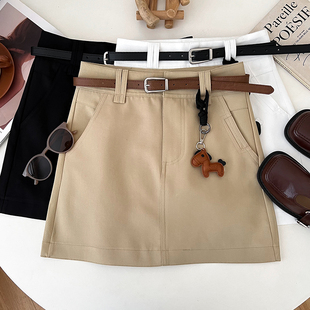 韩版 气质百搭小马挂饰高腰显瘦半身裙防走光短裙a字裙包臀裙女