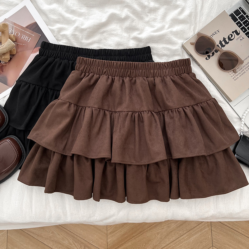 韩版甜美百搭双层荷叶边高腰显瘦半身裙蓬蓬裙短裙a字裙女秋冬,女装/女士精品,半身裙,淘宝优惠券,粉丝福利购,淘宝优惠卷