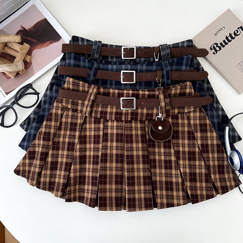 韩版气质百搭格子毛呢高腰显瘦半身裙短裙防走光裙百褶裙a字裙女,女装/女士精品,半身裙,淘宝优惠券,粉丝福利购,淘宝优惠卷