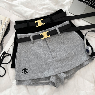 夏季 裙半身裙a字裙女配皮带 设计感休闲百搭刺绣图案高腰显瘦裤