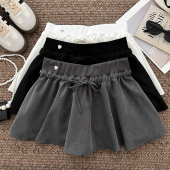 甜美百搭小爱心金属标抽绳高腰显瘦半身裙防走光短裙a字裙女夏季