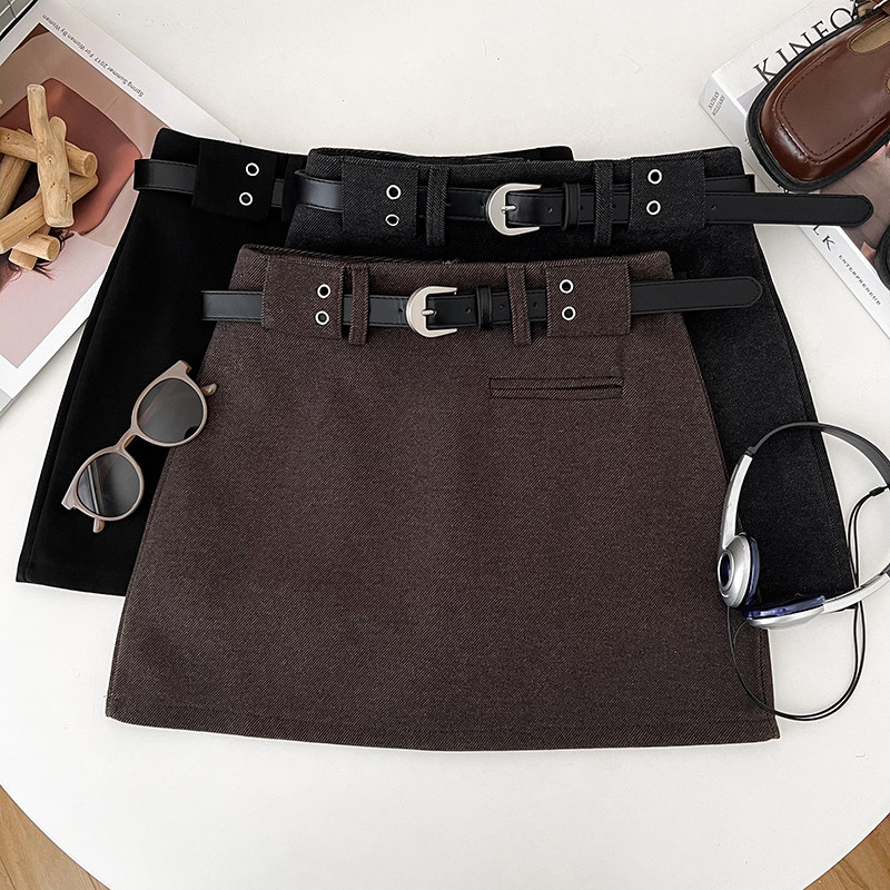 韩版时尚百搭假口袋高腰显瘦毛呢半身裙防走光短裙包臀裙女秋冬,女装/女士精品,半身裙,淘宝优惠券,粉丝福利购,淘宝优惠卷