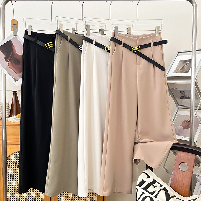 韩版高级感时尚高腰显瘦西装阔腿裤休闲裤直筒裤长裤配皮带女,女装/女士精品,休闲裤,淘宝优惠券,粉丝福利购,淘宝优惠卷
