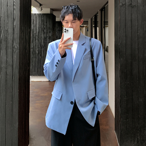 白色外套高级感炸街西装男oversize港风休闲小西服大码F130-P95图片
