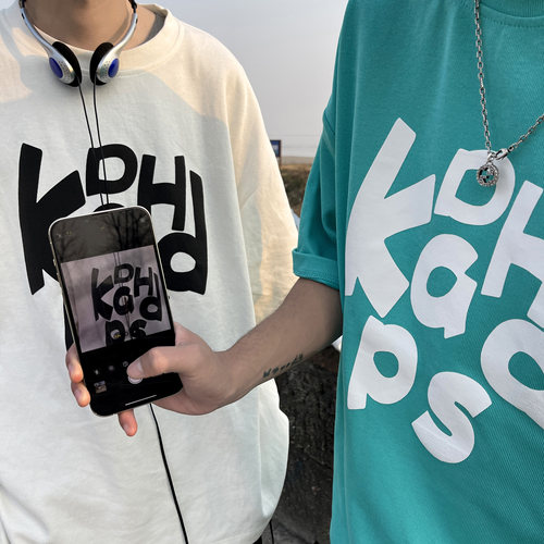 260克 T81*P38 直播款23春夏男生宽松大码印花短袖t恤M-5XL