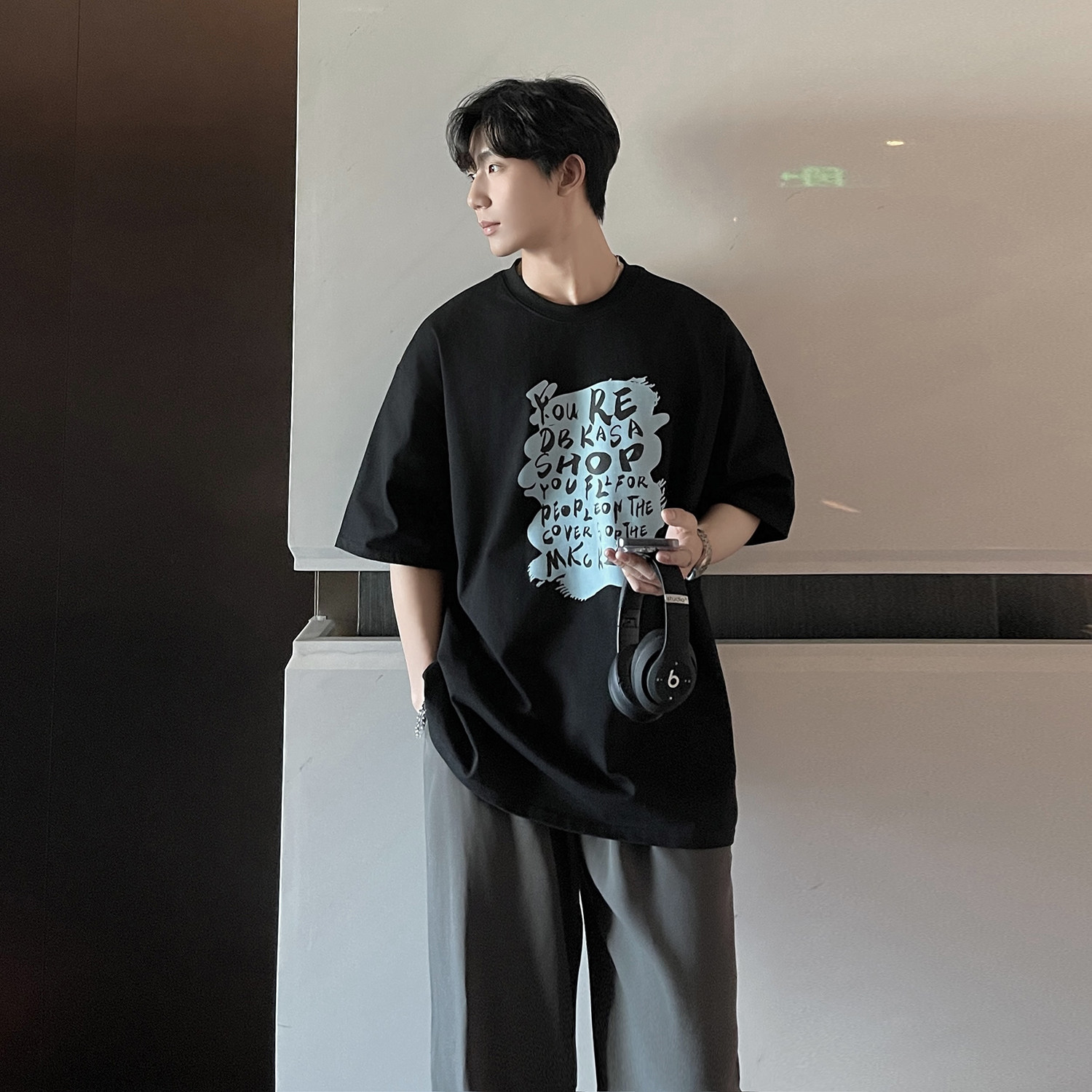 TX33-特P25控382025夏季新款韩版宽松圆领短袖t恤印花T恤潮流,男装T恤,电商A152