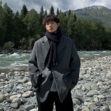 呢子外套男短款加厚韩版潮流港风宽松情侣装毛呢大衣男F216-P108，男装毛呢大衣，电商A152