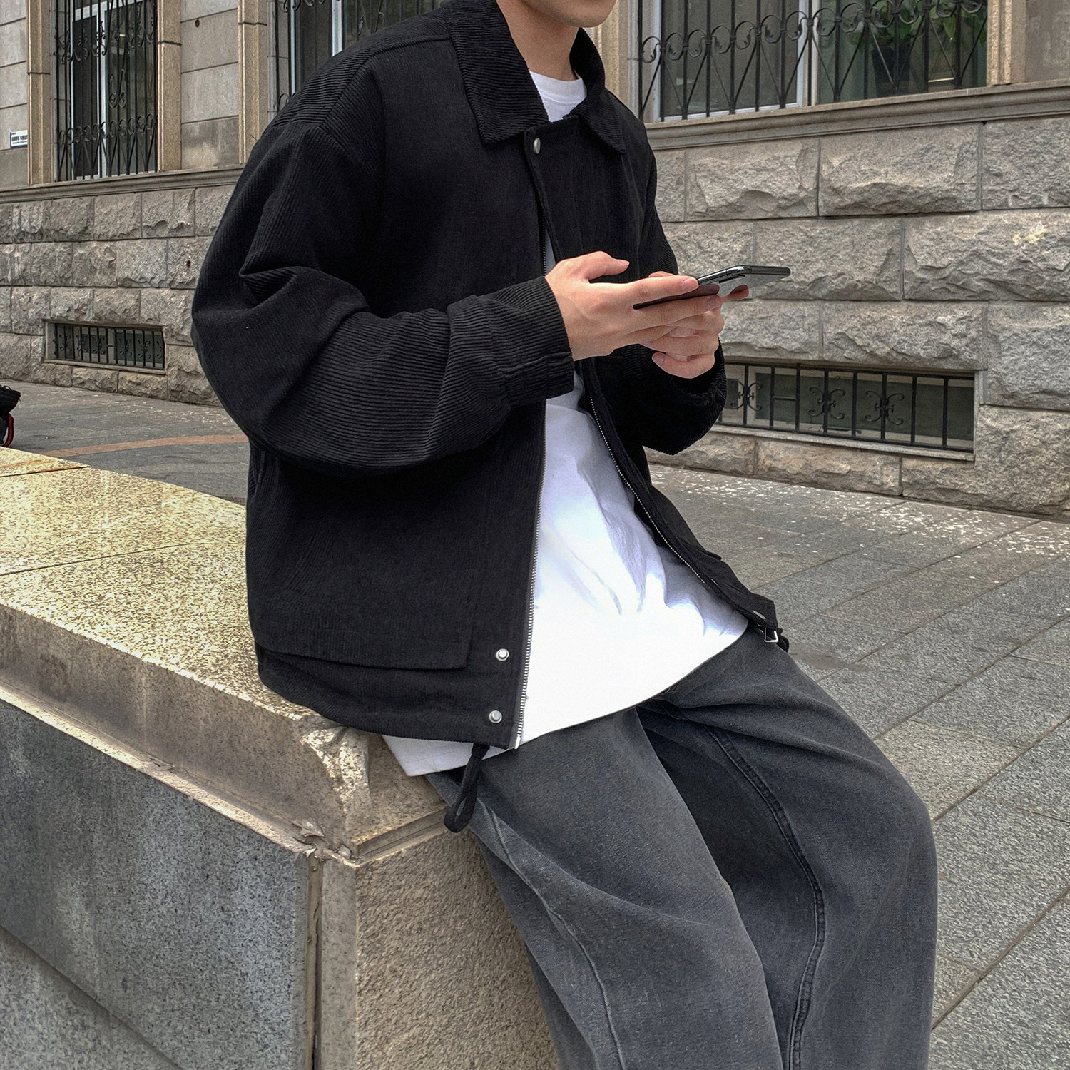 2025春季新款宽松灯芯绒夹克男休闲简约百搭夹克上衣外套F355-P98,男装夹克,电商A152