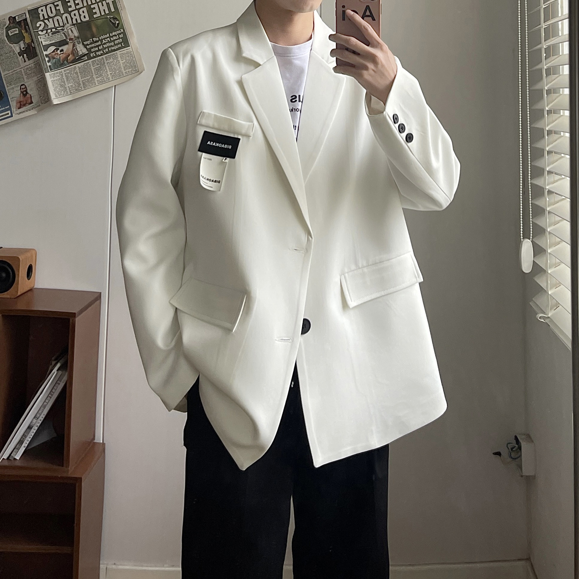 2025春休闲西服男韩版百搭宽松ins痞帅外套小西装大码XF120-P95，男装西服套装，电商A152