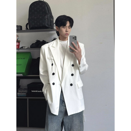 雅痞男装休闲西服男高级感韩版宽松oversize小西装外套F820-p85
