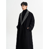 直播加厚毛呢大衣男韩版宽松双排扣中长款风衣F855-P138，男装风衣，电商A152