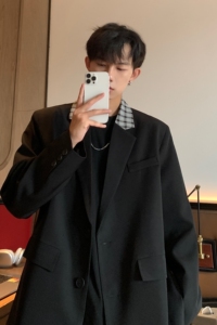 西服外套男秋休闲宽松oversize痞帅ins港风上衣小西装F118-P95图片
